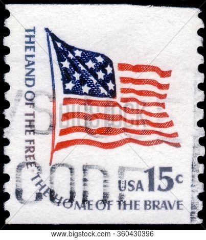 Saint Petersburg, Russia - April 01, 2020: Postage Stamp Issued In The United States With The Image 