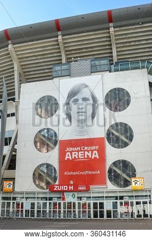 Amsterdam, Netherlands - April 27, 2019: Exterior Of The Johan Cruijff Arena From The Zuid H Entranc