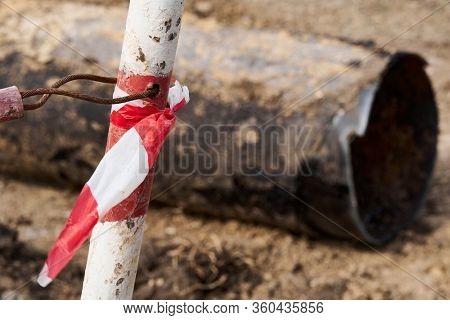 repair and replacement main pipeline of heating systems, district heating pipes network, water supply or Sewerage in city, removing old pipes and replacing them with new ones in a hole in the ground