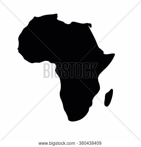 Africa Black Silhouette. Contour Map Of Continent. Simple Flat Vector Illustration