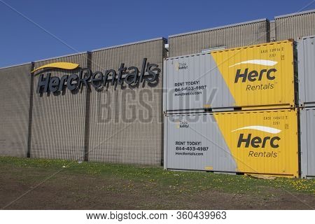 Indianapolis - Circa April 2020: Herc Rentals Location. Herc Holdings Is The Equipment Rental Compan