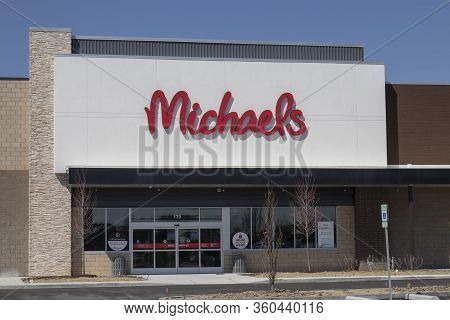 Noblesville - Circa April 2020: Michaels Craft Store. Michaels Is An Arts And Crafts Retail Chain.
