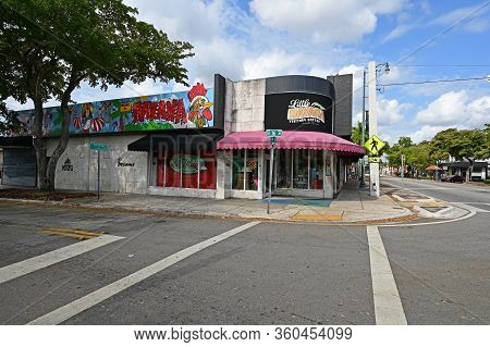 Miami, Florida - April 5, 2020 - Calle Ocho - Eigth Street - Devoid Of People Under Covid-19 Hotel, 