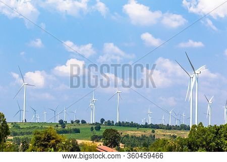 Wind Turbine  Generators Line The Hilltops