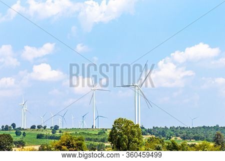 Wind Turbine  Generators Line The Hilltops
