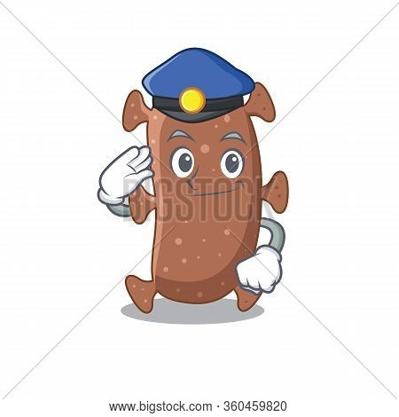 Police Officer Mascot Design Of Actinomyces Israelii Wearing A Hat
