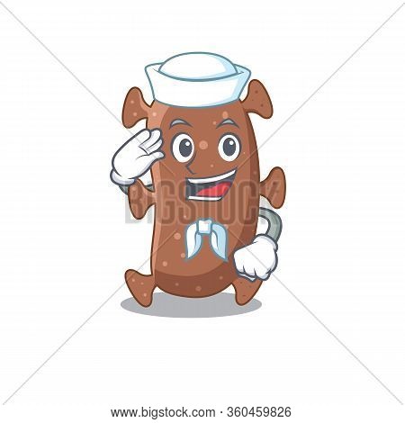 Sailor Cartoon Character Of Actinomyces Israelii With White Hat