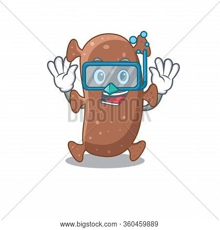 Actinomyces Israelii Mascot Design Concept Wearing Diving Glasses