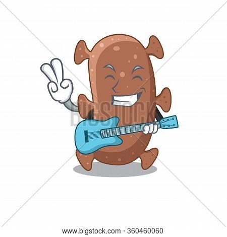 Talented Musician Of Actinomyces Israelii Cartoon Design Playing A Guitar
