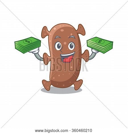 A Wealthy Actinomyces Israelii Cartoon Character Having Money On Hands