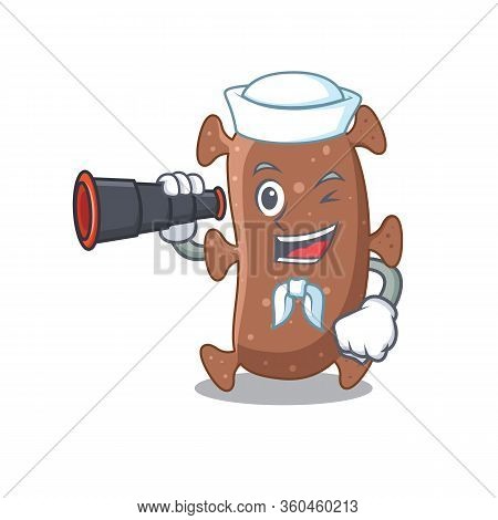 A Cartoon Icon Of Actinomyces Israelii Sailor With Binocular