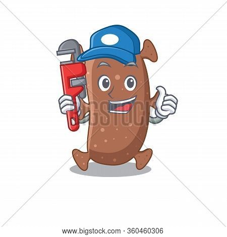 Actinomyces Israelii Smart Plumber Cartoon Character Design With Tool