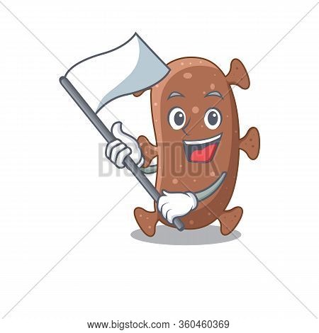 A Nationalistic Actinomyces Israelii Mascot Character Design With Flag