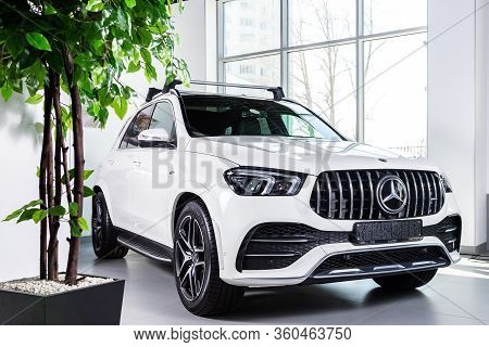 Novosibirsk/ Russia - April 06, 2020:  Mercedes-benz Gle Mid-range Luxury Suv. New Expensive  Modern