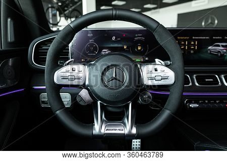 Novosibirsk/ Russia - April 06, 2020: Mercedes-benz Gle-class,salon Of A New Stylish Car, Dashboard,