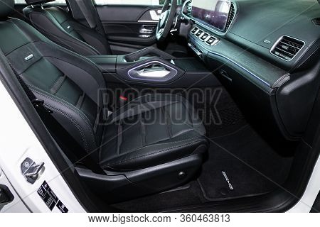 Novosibirsk/ Russia - April 06, 2020: Mercedes-benz Gle-class,close-up Of The Dashboard, Audio Playe