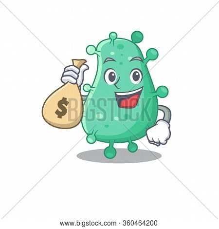 Rich Agrobacterium Tumefaciens Cartoon Design Holds Money Bags