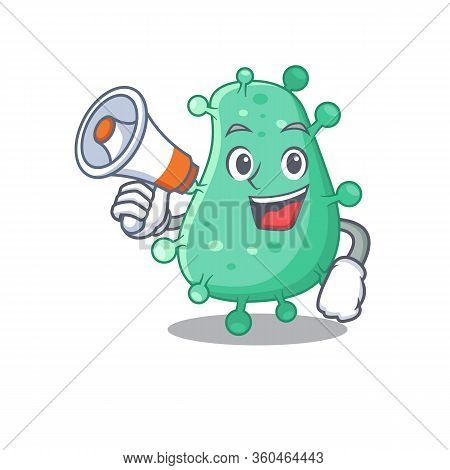 Cartoon Character Of Agrobacterium Tumefaciens Having A Megaphone