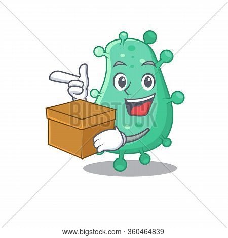 An Picture Of Agrobacterium Tumefaciens Cartoon Design Concept Holding A Box