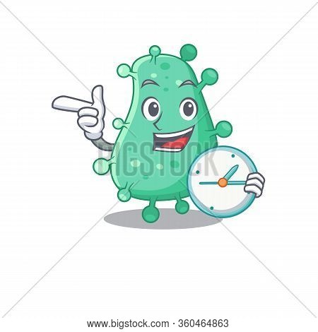Agrobacterium Tumefaciens Mascot Design Concept Smiling With Clock