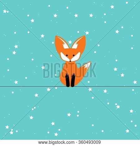 Vector Illustration Of Cute Fox. Cartoon Style