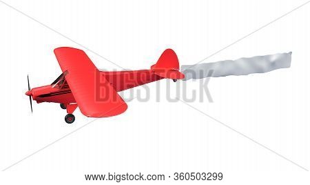 Flying Airplane And Banner On Blue Sky. 3d Illustration