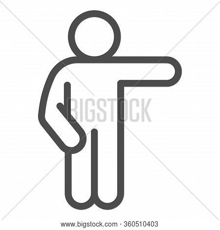 Man Point To The Right Line Icon. Man With One Arm Down And Hand Pointing To Right Outline Style Pic