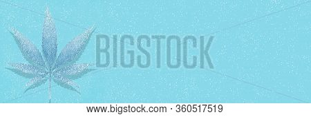 Ice Cannabis Leaf On A Blue Background Toned Banner
