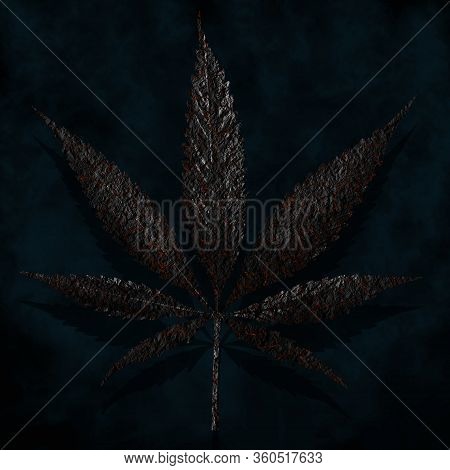 Burnt Charred Cannabis Leaves Isolated On Dark Blue Background Growing Medical Marijuana Cbd Canabin