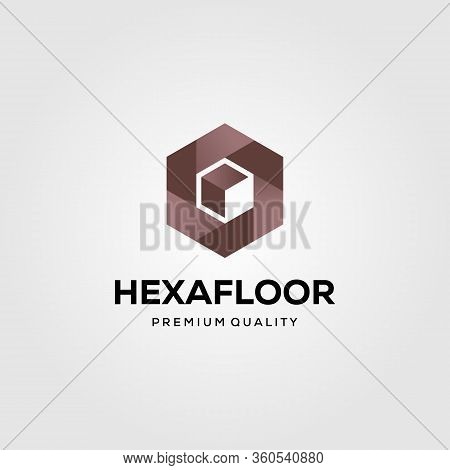 Hexagon Parquet Flooring Vinyl Logo Vector Illustration