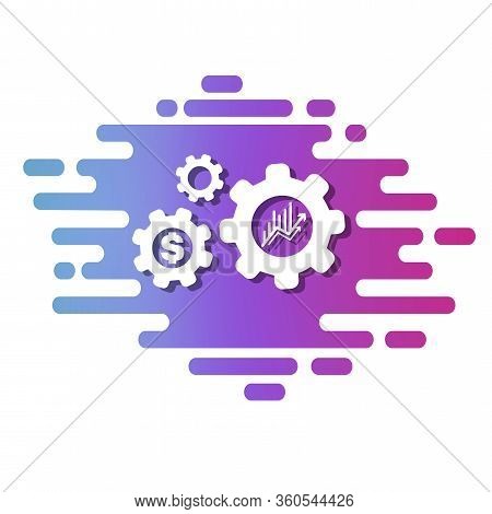 Three White Gears On A Multicolored Background. Dollar Sign. Logo Or Icon.
Stock Vector.