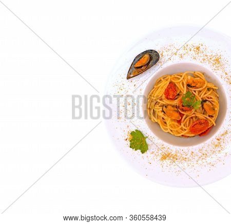 Spaghetti With Mussels Bottarga Fish And Cherry Tomatoes