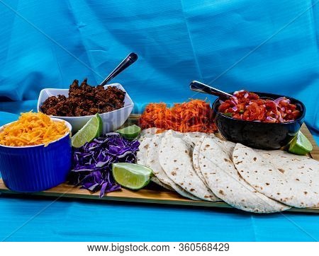 Serve Yourself Taco Platter Ready To Dig In. Calgary, Alberta, Canada