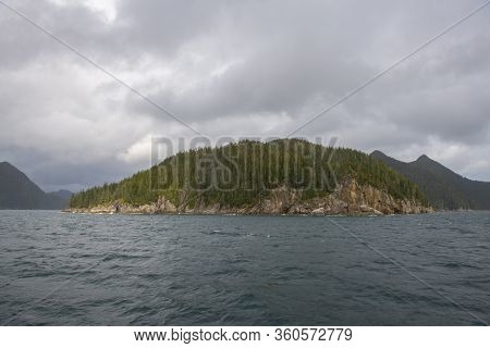 An Island Near Aialik Glacier On Aialik Bay In Kenai Fjords National Park In Sep. 2019 Near Seward, 