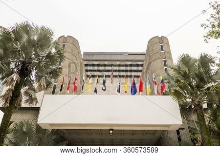 Bank Negara Malaysia Without A Logo. Empty White Area. Bank Building.