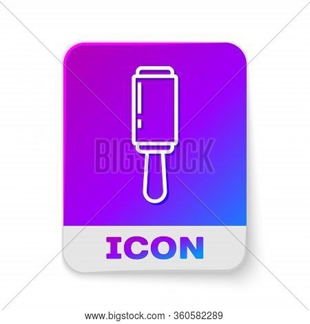 White Line Adhesive Roller For Cleaning Clothes Icon Isolated On White Background. Getting Rid Of De