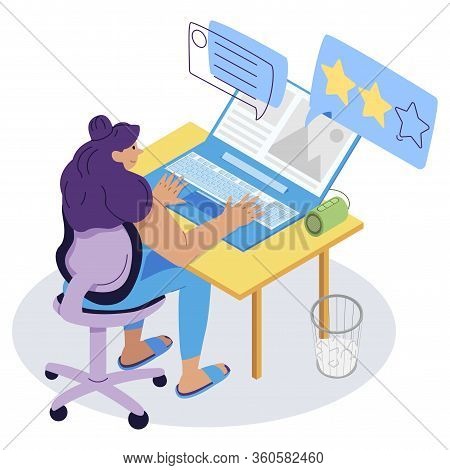 Woman Write Feedback At Home Work Home