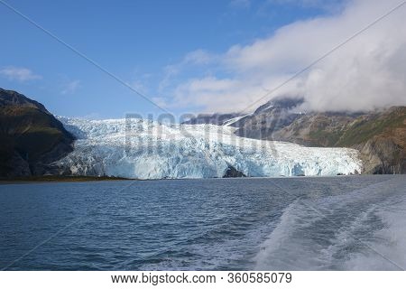 Aialik Glacier On Aialik Bay In Kenai Fjords National Park In Sep. 2019 Near Seward, Alaska Ak, Usa.