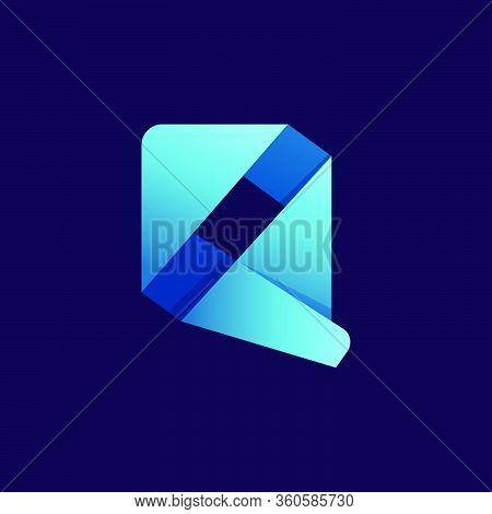 Q Letter Logo. Folded Paper Style. Vector Icon Perfect For Craft Labels, Origami Posters, Cute Ident