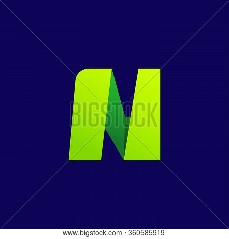 N Letter Logo. Folded Paper Style. Vector Icon Perfect For Craft Labels, Origami Posters, Cute Ident