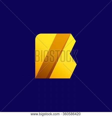 B Letter Logo. Folded Paper Style. Vector Icon Perfect For Craft Labels, Origami Posters, Cute Ident