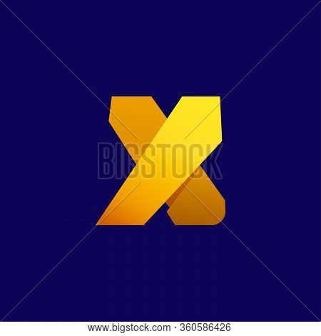 X Letter Logo. Folded Paper Style. Vector Icon Perfect For Craft Labels, Origami Posters, Cute Ident