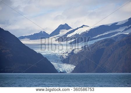 Holgate Glacier On Aialik Bay In Kenai Fjords National Park In Sep. 2019 Near Seward, Alaska Ak, Usa