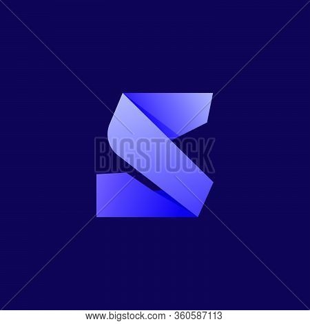 S Letter Logo. Folded Paper Style. Vector Icon Perfect For Craft Labels, Origami Posters, Cute Ident