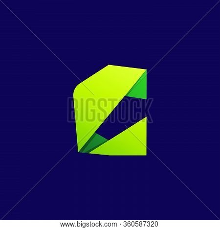 C Letter Logo. Folded Paper Style. Vector Icon Perfect For Craft Labels, Origami Posters, Cute Ident