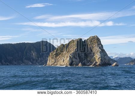 An Island Near Aialik Glacier On Aialik Bay In Kenai Fjords National Park In Sep. 2019 Near Seward, 