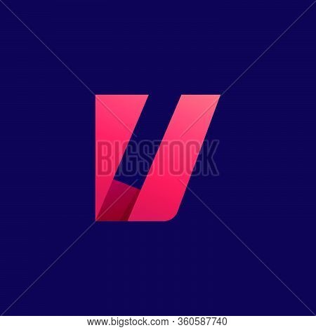V Letter Logo. Folded Paper Style. Vector Icon Perfect For Craft Labels, Origami Posters, Cute Ident