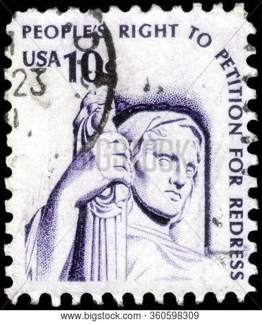 Saint Petersburg, Russia - April 01, 2020: Postage Stamp Issued In The United States With The Image 