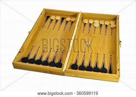 Backgammon Board Isolate On A White Background Close-up.