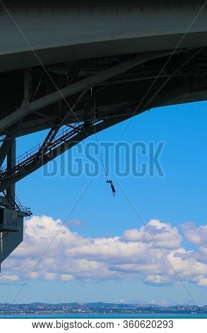 Bungy [bungee] Jumping Of Bridge In Auckland New Zealand